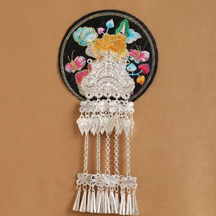 Red and black floral tassel decor