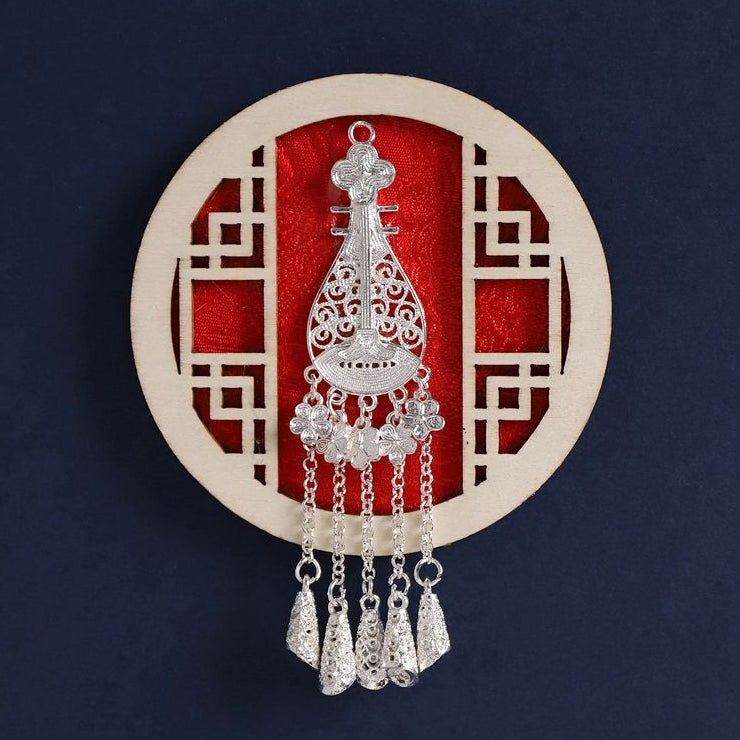 lattice frame fridge magnet, Miao silver headdress motif