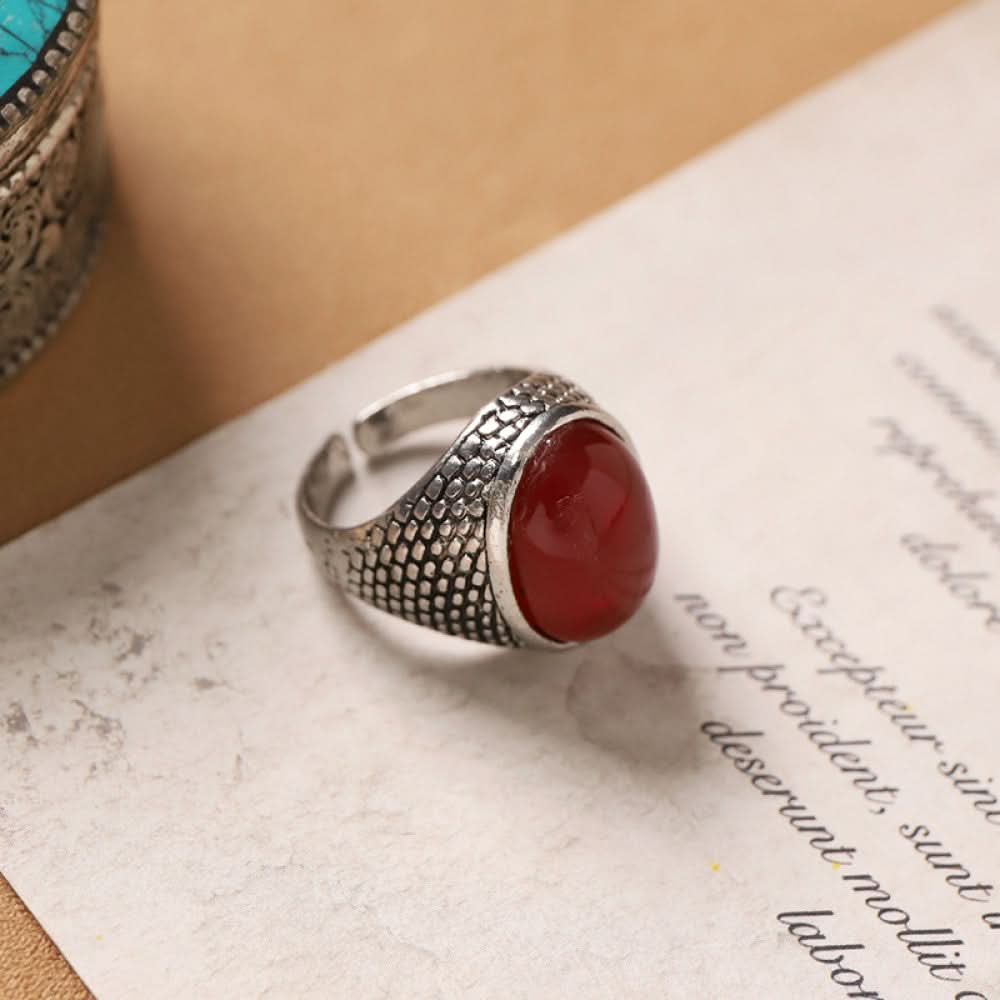 Silver ring black agate flower design silver color | DIY Jade