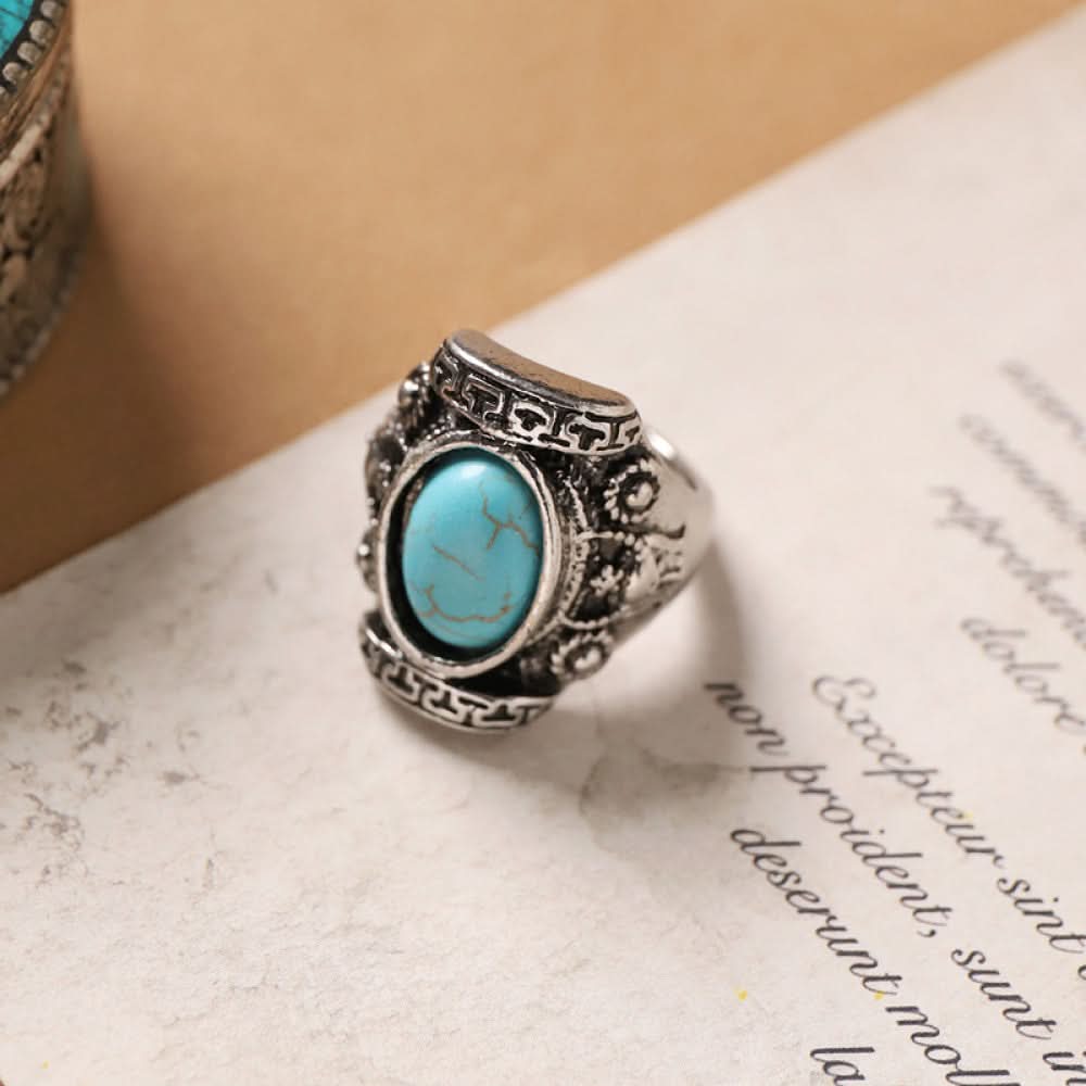 Silver ring black agate round inlay silver color | DIY Jade