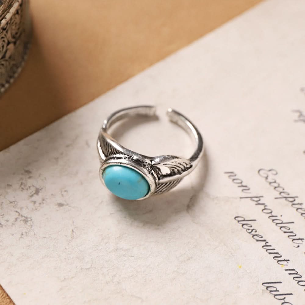Silver ring black agate squoval stone silver color | DIY Jade