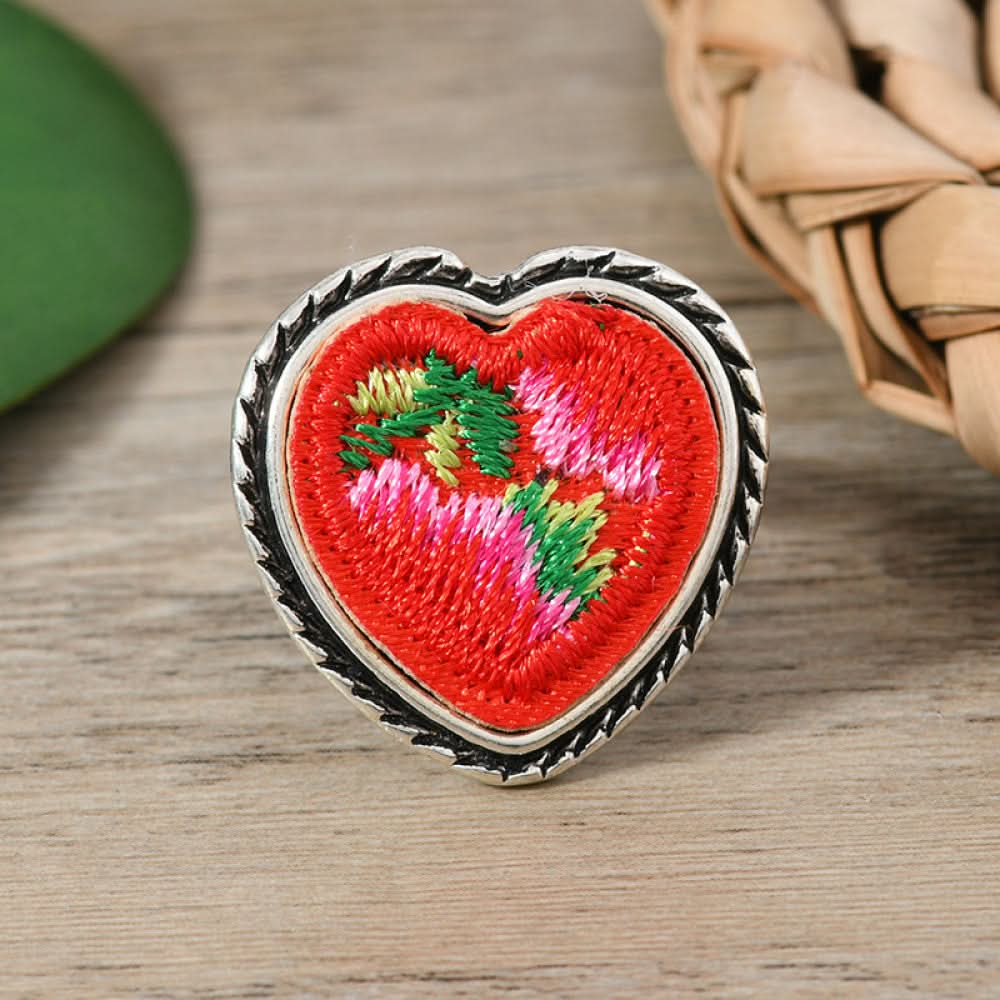 Silver ring embroidery petal shape silver color | DIY Jade