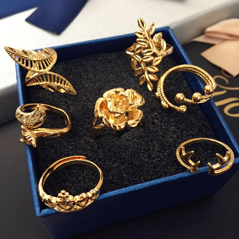 Silver ring flower design gold color | DIY Jade