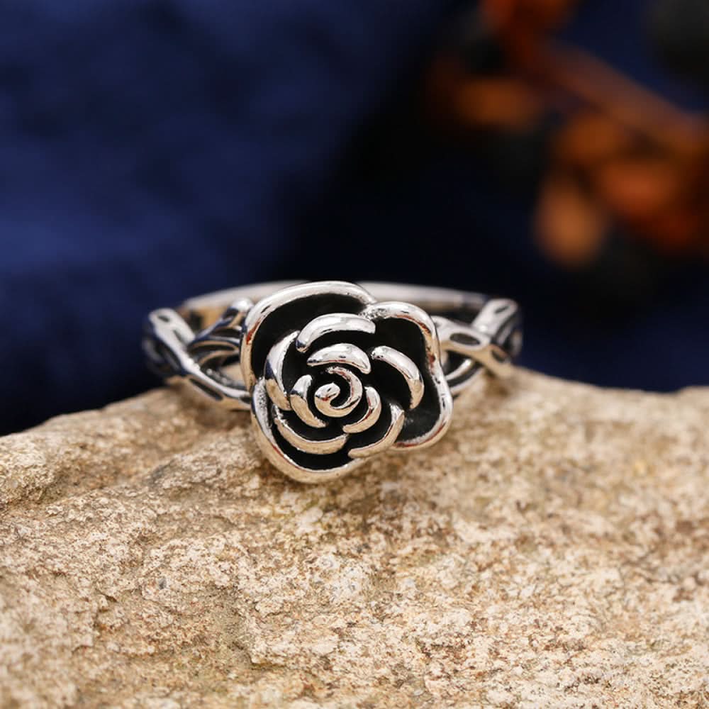 Silver ring hollow leaf motif silver color | DIY Jade