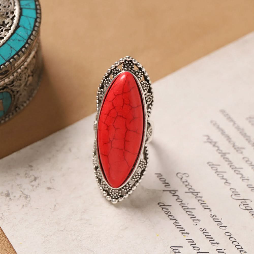 Silver ring turquoise bird motif silver color | DIY Jade