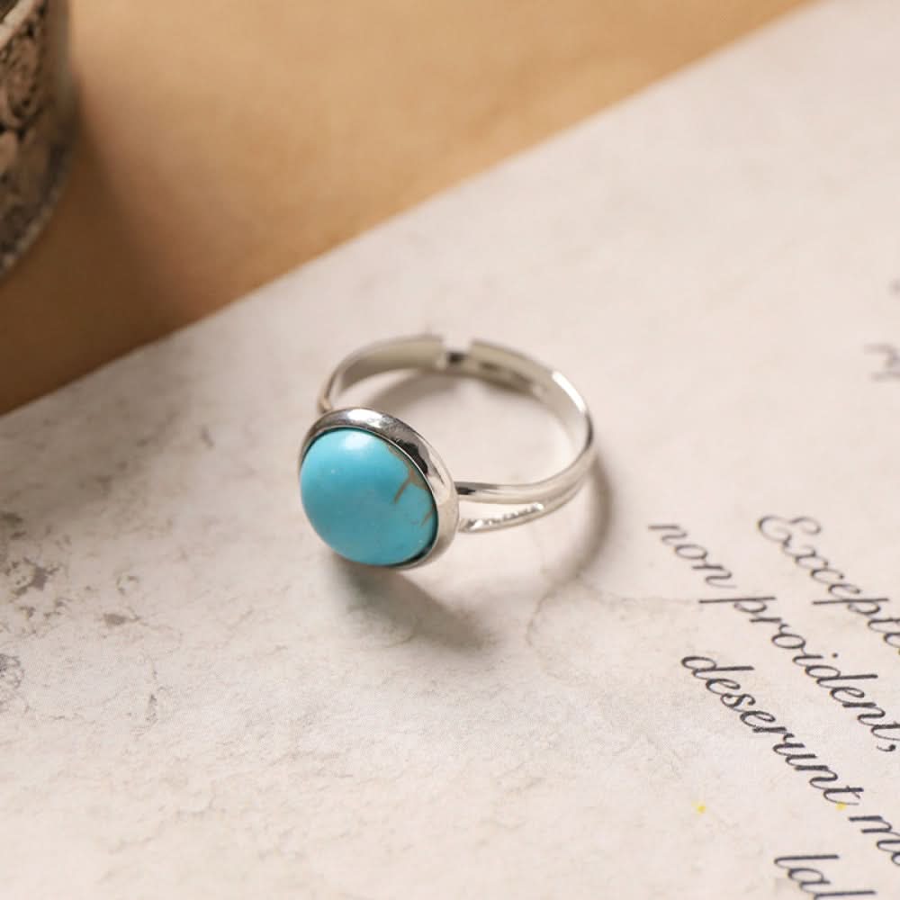 Silver ring turquoise crescent shape silver color | DIY Jade