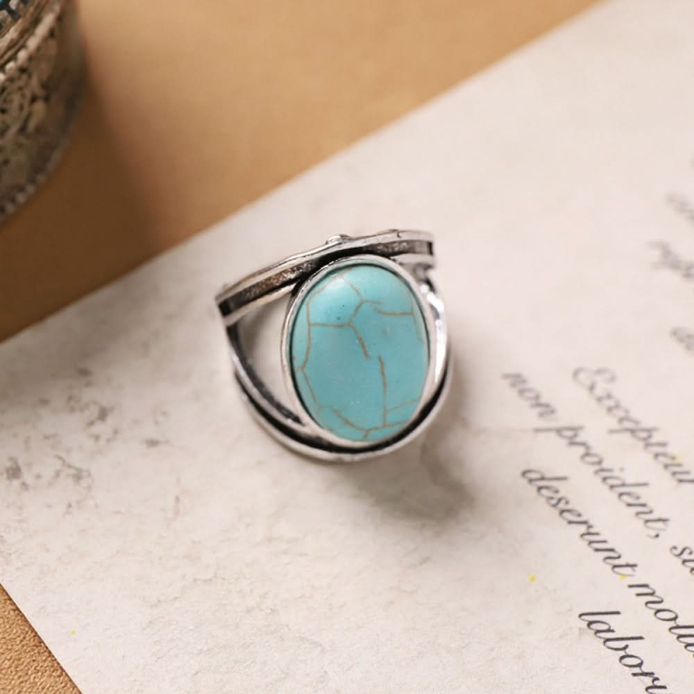 Silver ring turquoise heart stone silver color | DIY Jade
