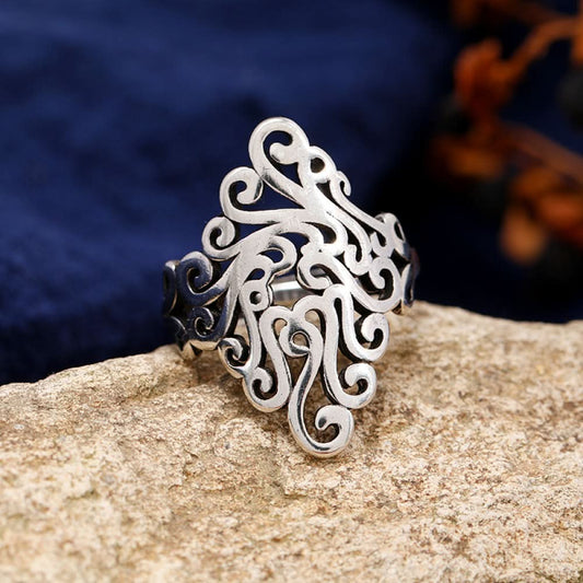 Silver ring vintage openwork band silver color | DIY Jade