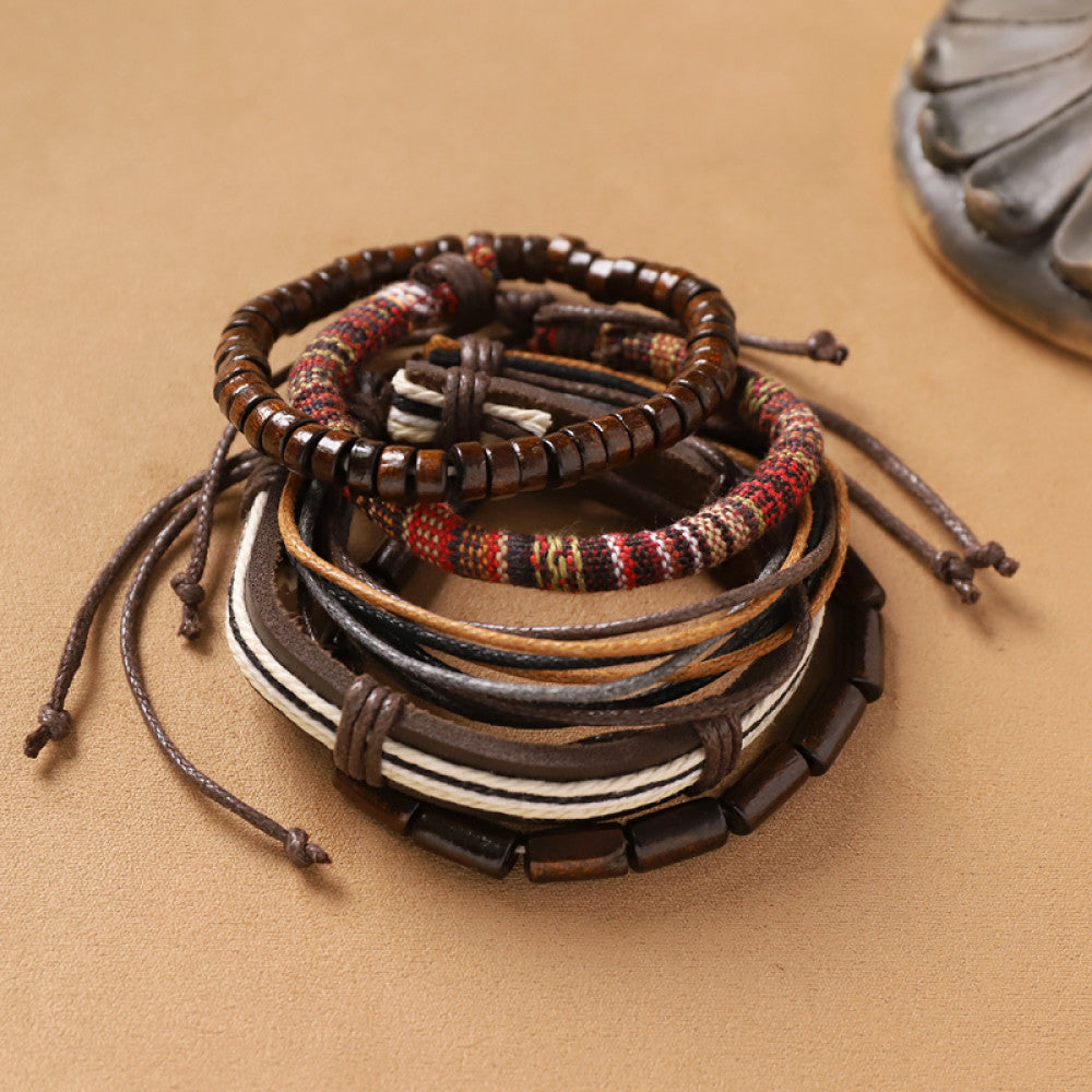 Minimalist brown leather multi-layer stackable bracelets | DIY Jade
