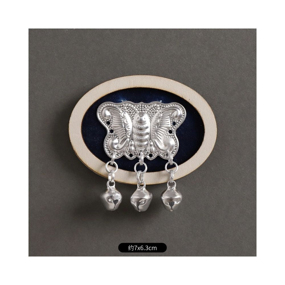 Star shape ethnic silver tassel brooch
