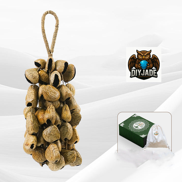 Thick cluster split seed pod hanging tassel, full studio product view with gift packaging | DIY Jade